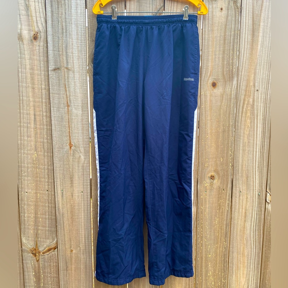 Y2K Reebok Basketball Workout Drawstring Navy Blue Men’s Pants size Large